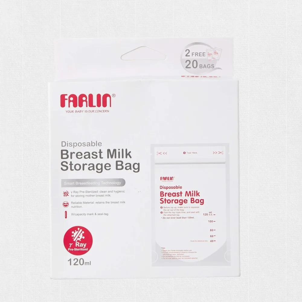 102276-1.jpg Farlin Breast Milk Storage Bag 120ml 20pcs Bp-869-1 - Image 1