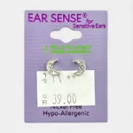 Ear Sense K3 Silver Encrusted Half Moon Studs