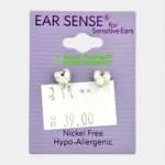Ear Sense K6 Clear Crystal Heart Stud Earrings