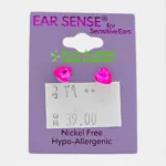 Ear Sense K15 6mm Pink Crystal Heart Studs