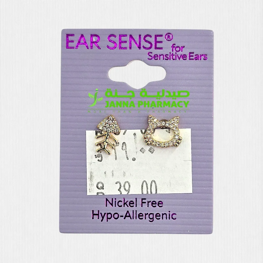 104731-1.webp Ear Sense K32 Gold Cat and Fish Bone Studs - Image 1
