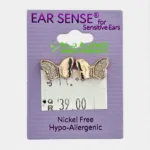 Ear Sense K36 Rose Gold Diamante Butterfly Stud Earrings