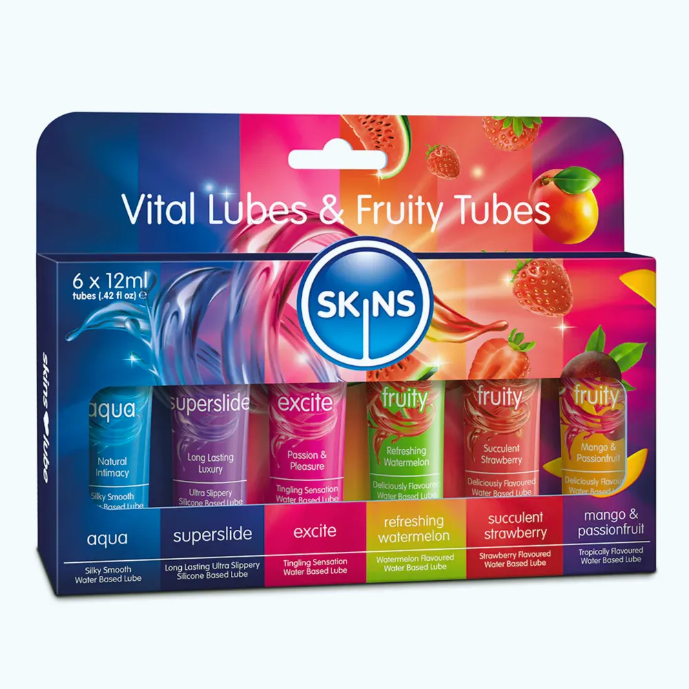 106019-1.webp Skins Vital & Fruity Lubricants 6x12ml - Image 1