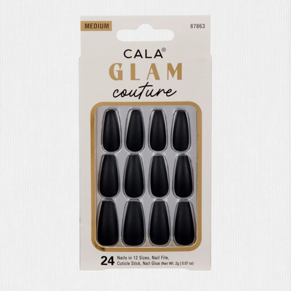 106227-1.jpg Cala-Glam Medium Cpffin-Matte Black-24 Nail K 87863 - Image 1