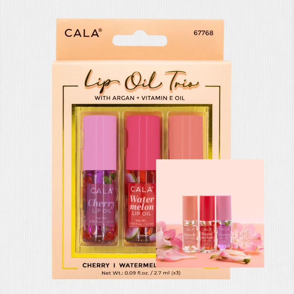 106237-1.jpg Cala Tinted Lip Oil Trio ? Cherry / Watermelon / Peach (67768) - Image 1