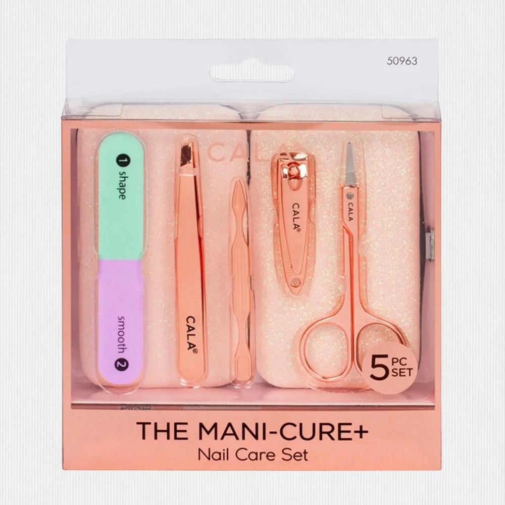 107059-1.jpg Cala Mini-Cure+Nail Care Set 5pc Rose Gold 50963 - Image 1