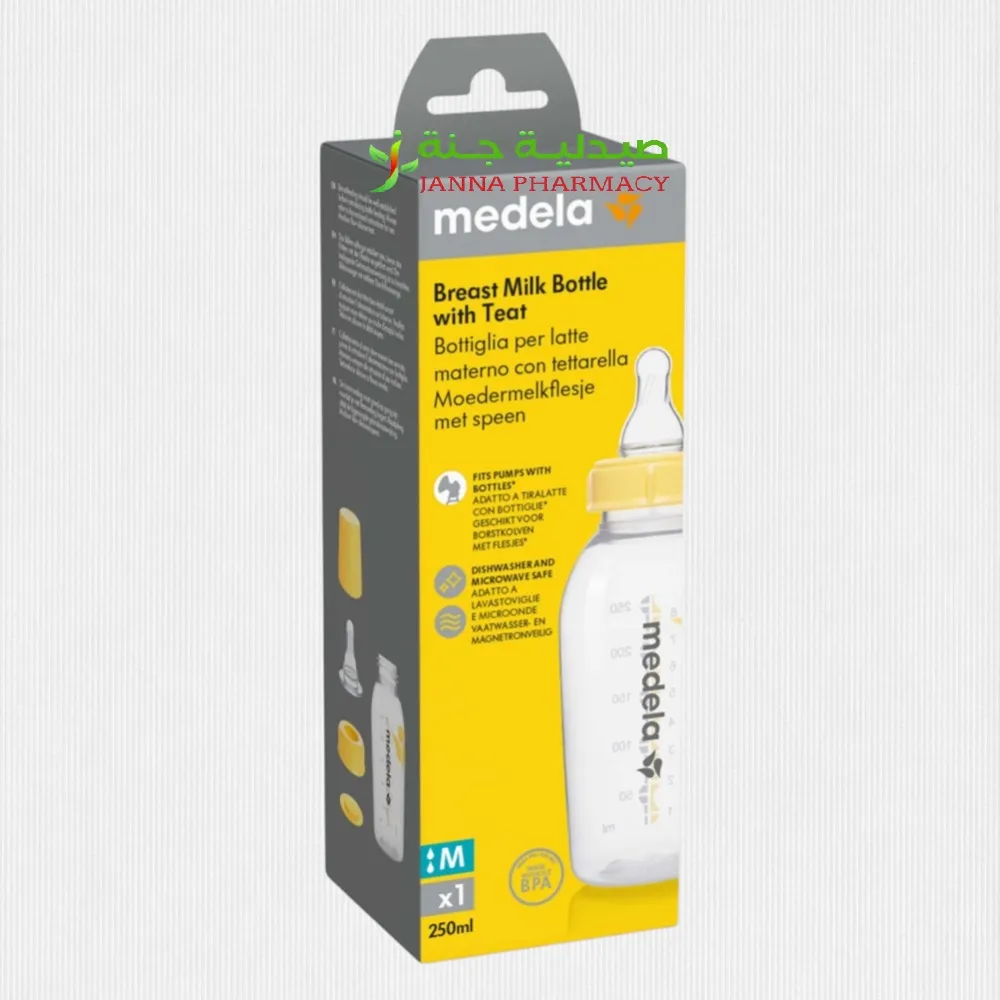 107063-1.webp Medela Breast Milk Bottle with Teat 250 ml Medium-Flow - Image 1