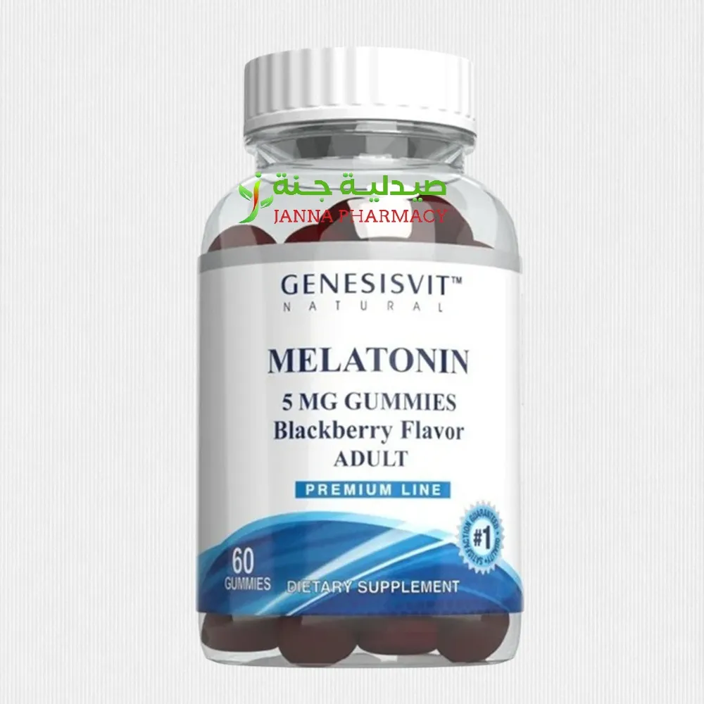 107198-1-2.webp Genesisvit Melatonin 5mg Gummies Blackberry Adult 60 Gummes - Image 1