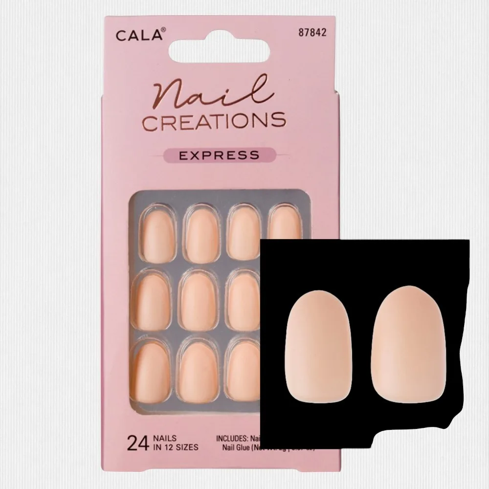 107363-1.jpg Cala Nail Creations Express Oval Matte Nude 24 Nails 87842 - Image 1