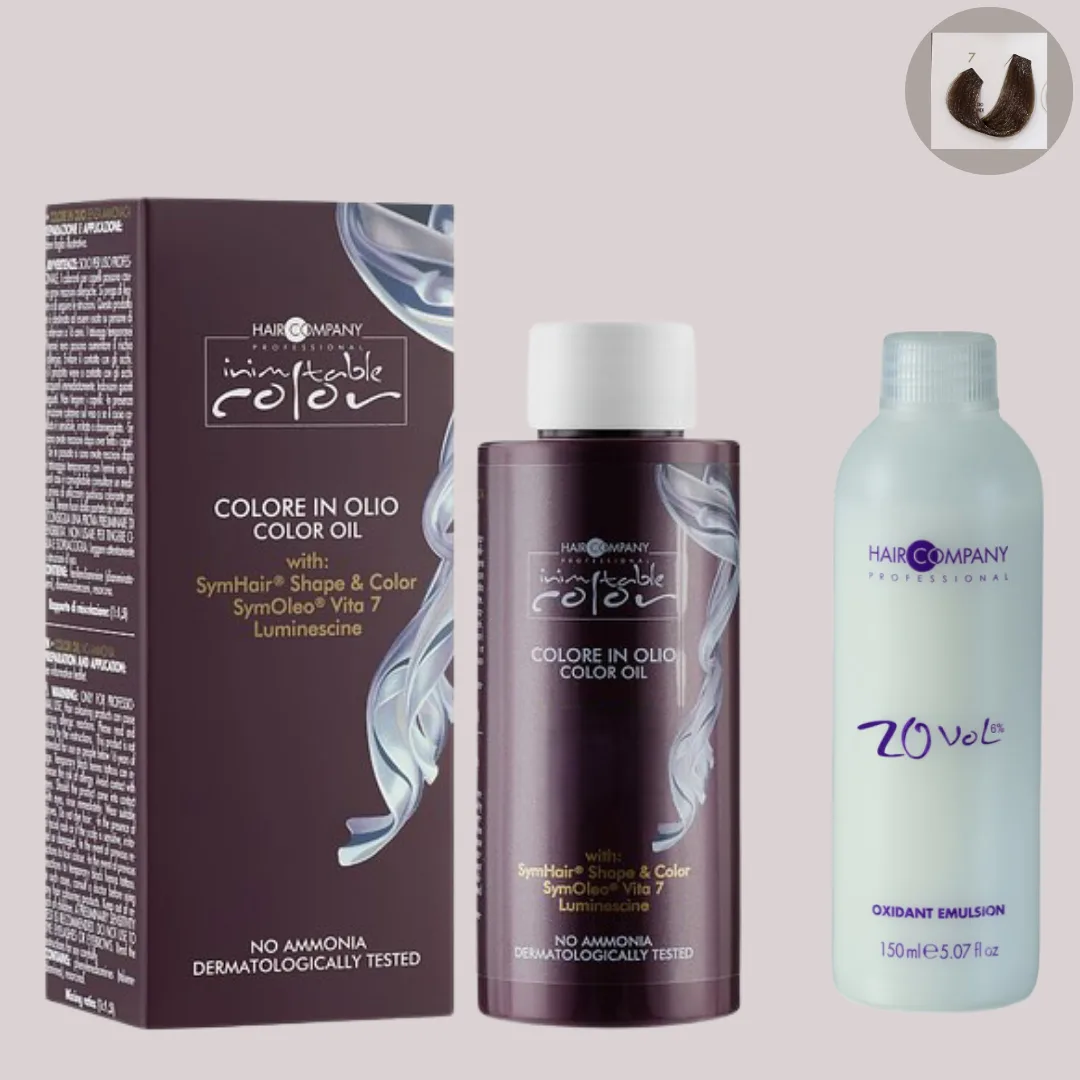 7-1.png Hair Company Inimitable Color Oil 7 100ml+ 20 Vol. (6%) Oxidant Emulsion - Image 1