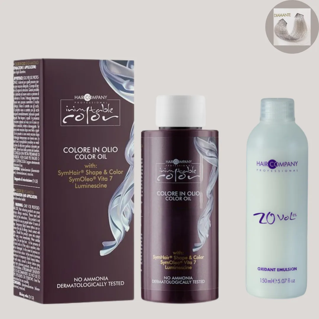 diamante.png Hair Company Inimitable Color Oil Diamante 100ml + 20 Vol. (6%) Oxidant Emulsion - Image 1
