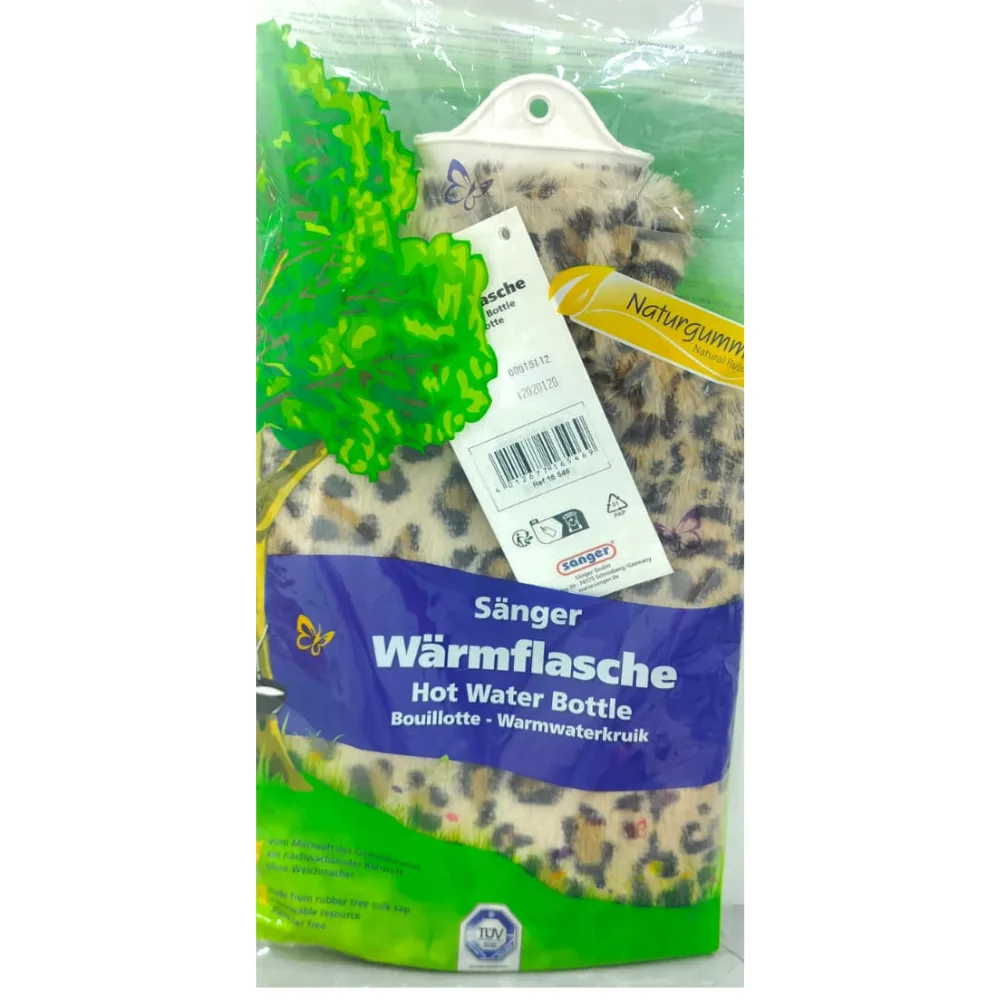 Sanger-Warmflasche Sanger Warmflasche H Water Bag W/plush Cover Leopard - 16546 - Image 1